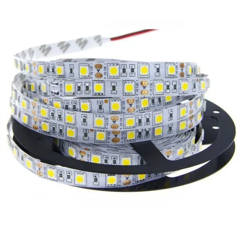 5050 - 12V - Non Waterproof - LED Striplight - 5m - Click to Choose - Warm White / 60 LEDs/m
