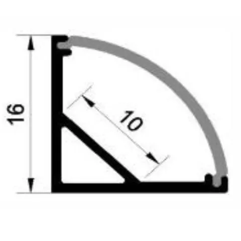 1616 - LED Aluminium Surface Channel - 2m - Clear