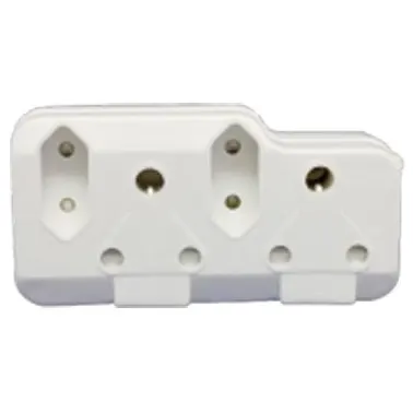 Selectrix - 2 X 3 pin 16A + 2 X flat Pin 5A Horizontal Adaptor with Light - (SC 590) with light