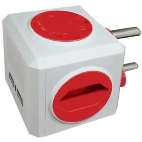 Selectrix - Multi Socket Cube With USB - Red (SC 410)