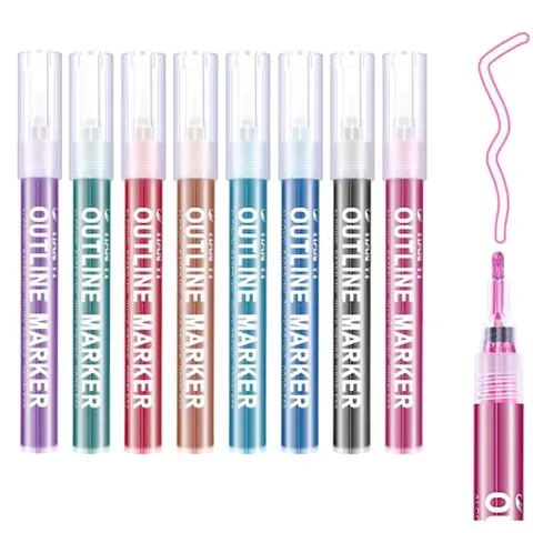 Metallic Self Outline Marker Pen - Set of 8 