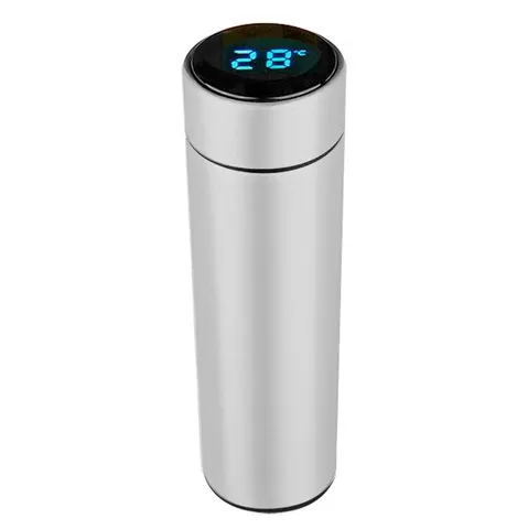 Digital Thermometer Flask - Silver 