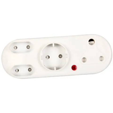 Selectrix - 4 Way Adapter 2x Euro Pin; 1 x Schuko; 1 x 3 Prong Plug